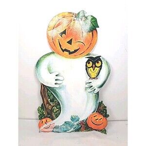 Original Vintage 15" Eureka Halloween Die Cut pumpkin Ghost Decor